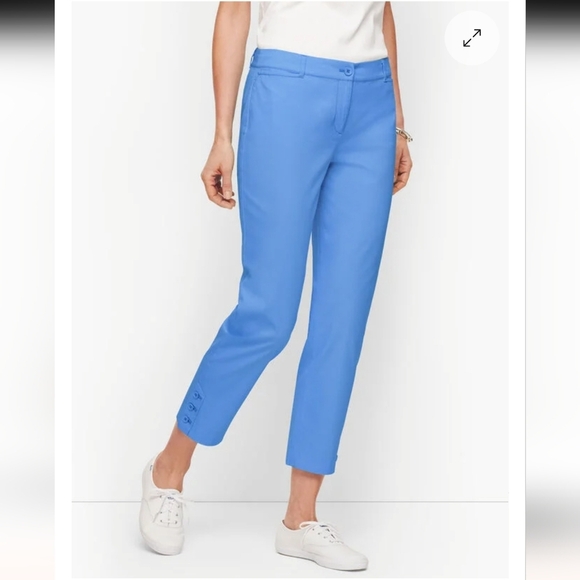 NWT Talbots Women's Perfect Crop Pants Size 4 Blue Beach City Preppy - Picture 1 of 9